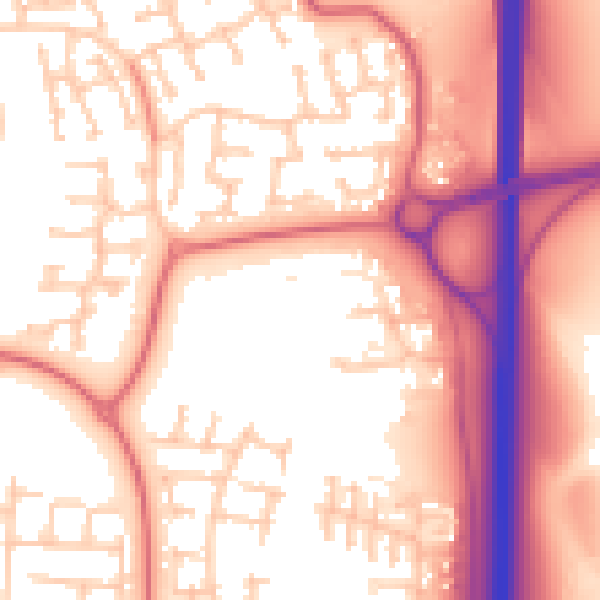 Daytime road noise heatmap for NE23 2UL