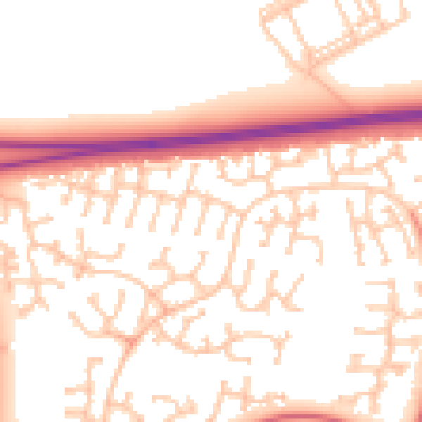 Daytime road noise heatmap for NE23 3FP