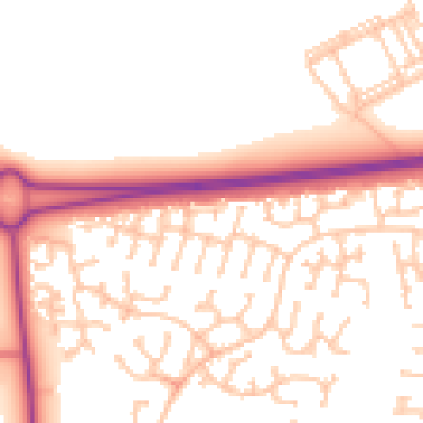 Daytime road noise heatmap for NE23 3FX