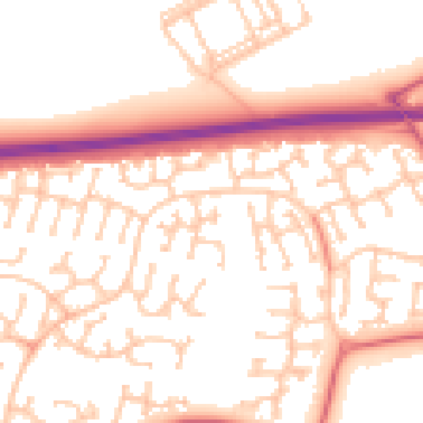 Daytime road noise heatmap for NE23 3GX