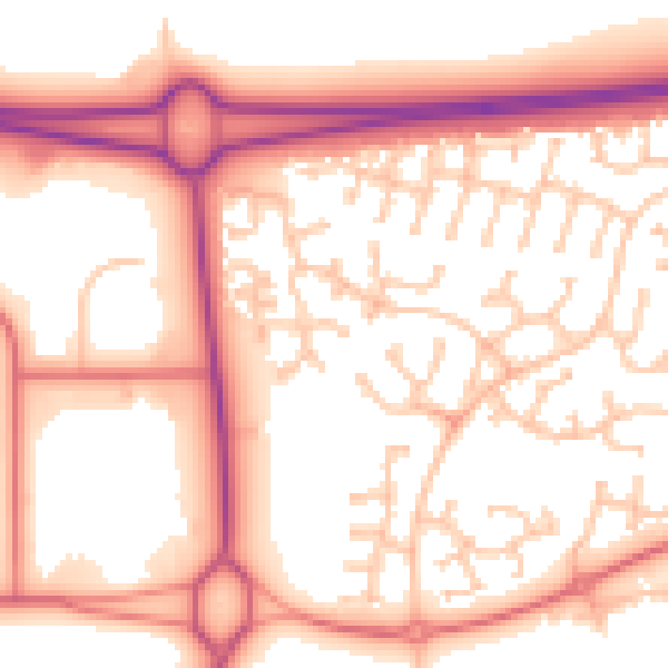 Daytime road noise heatmap for NE23 3YS