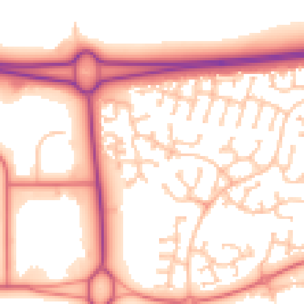 Daytime road noise heatmap for NE23 3YX