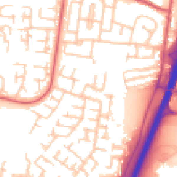 Daytime road noise heatmap for NE23 6ET