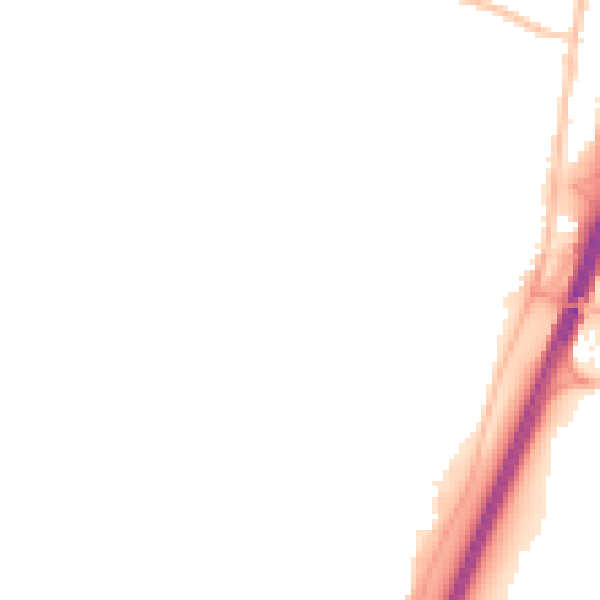 Night-time road noise heatmap for NE23 6ET