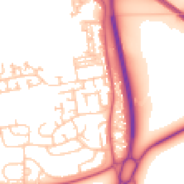 Daytime road noise heatmap for NE23 7AT