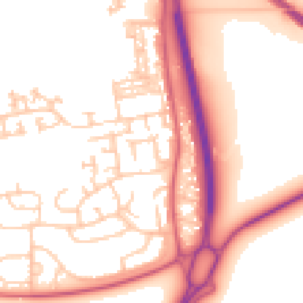 Daytime road noise heatmap for NE23 7AU