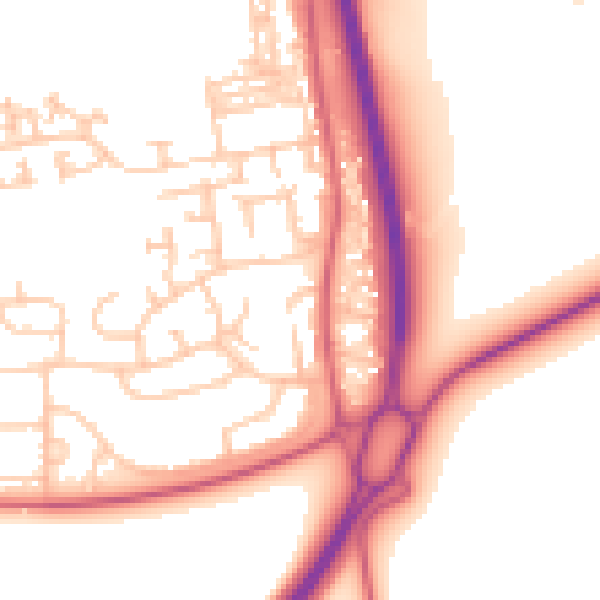 Daytime road noise heatmap for NE23 7BA