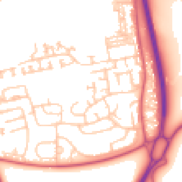 Daytime road noise heatmap for NE23 7BZ