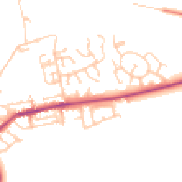 Daytime road noise heatmap for NE23 7EE