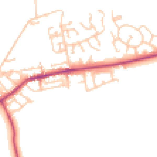 Daytime road noise heatmap for NE23 7EH