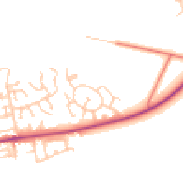 Daytime road noise heatmap for NE23 7ER