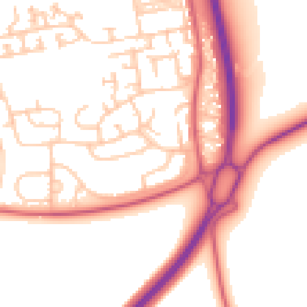 Daytime road noise heatmap for NE23 7FF