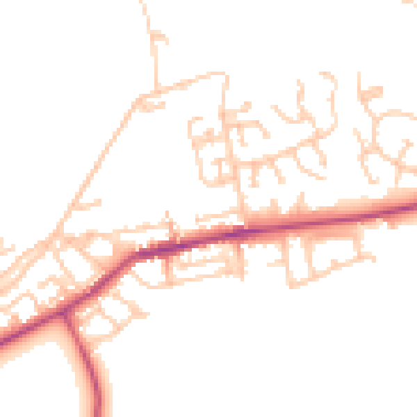 Daytime road noise heatmap for NE23 7HF