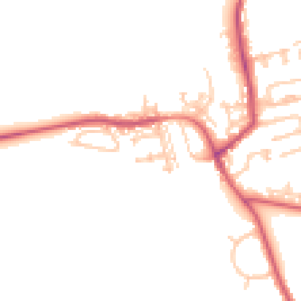 Daytime road noise heatmap for NE23 7JJ