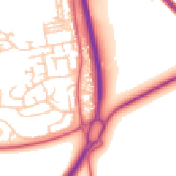 Daytime road noise heatmap for NE23 7LA