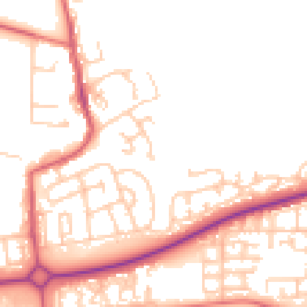Daytime road noise heatmap for NE23 7LD