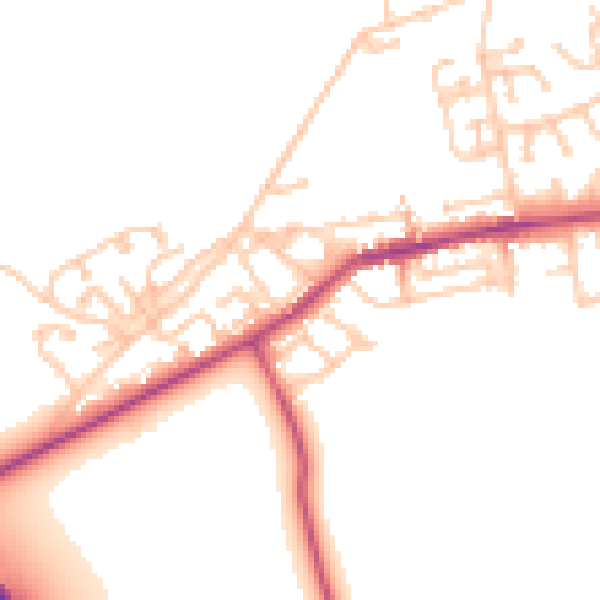 Daytime road noise heatmap for NE23 7NZ