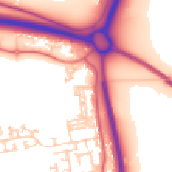 Daytime road noise heatmap for NE23 7QT
