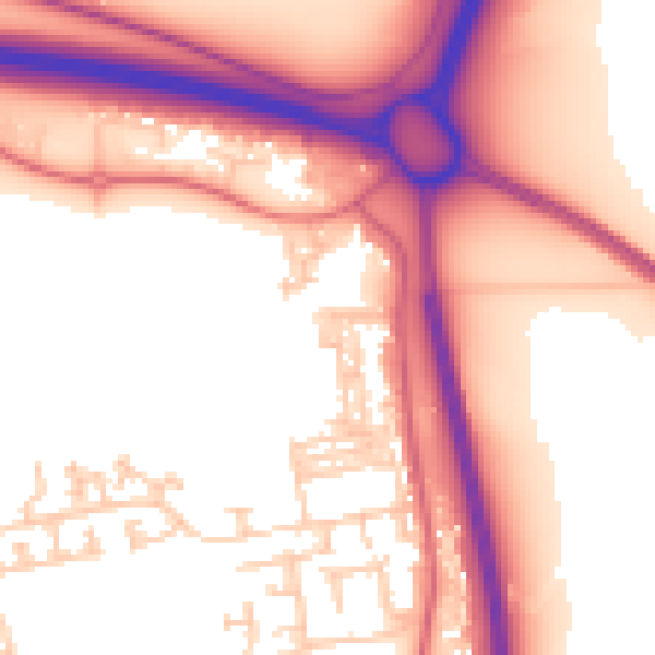 Daytime road noise heatmap for NE23 7QU