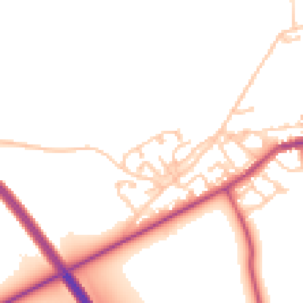 Daytime road noise heatmap for NE23 7TD