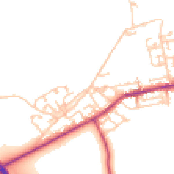 Daytime road noise heatmap for NE23 7TG