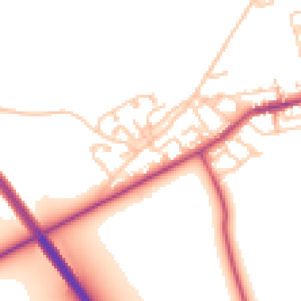 Daytime road noise heatmap for NE23 7TN