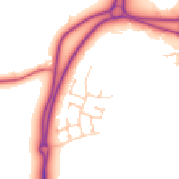 Daytime road noise heatmap for NE23 8BQ