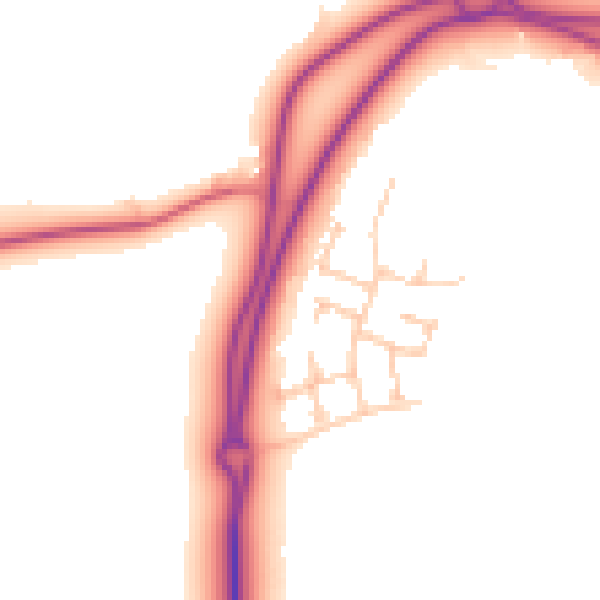 Daytime road noise heatmap for NE23 8BT