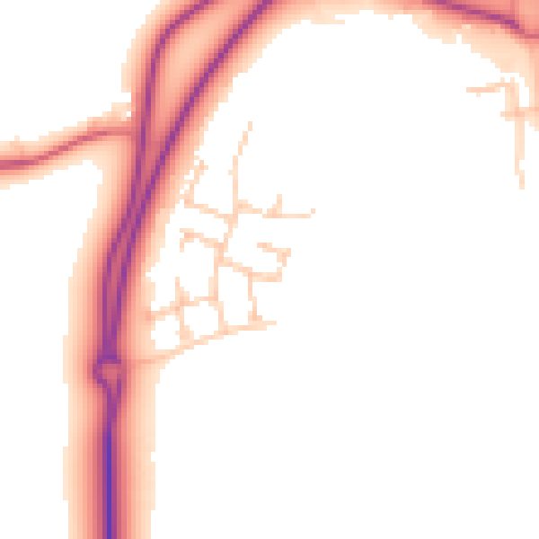 Daytime road noise heatmap for NE23 8EX