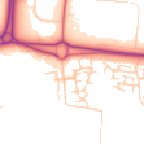 Daytime road noise heatmap for NE23 8JD