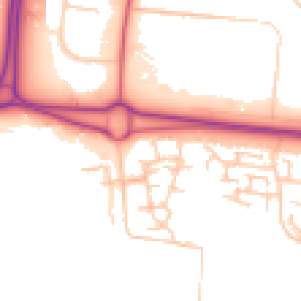Daytime road noise heatmap for NE23 8JE