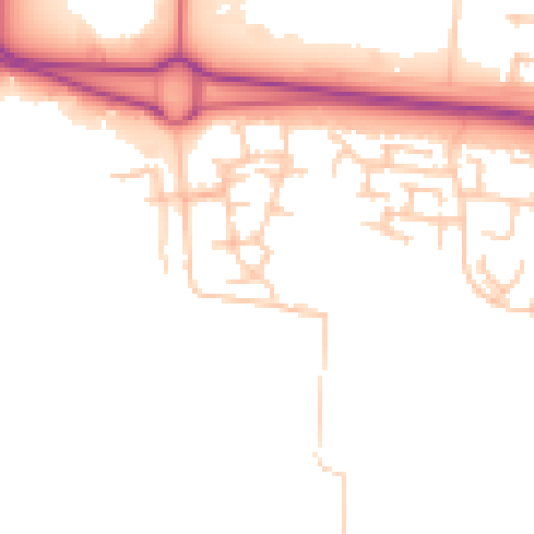 Daytime road noise heatmap for NE23 8JW
