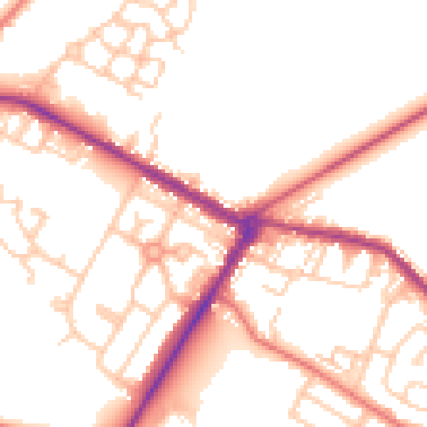 Daytime road noise heatmap for NE25 0DG