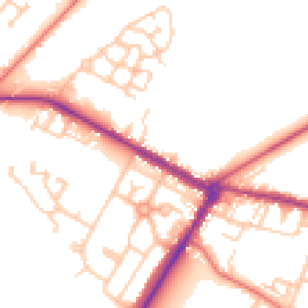Daytime road noise heatmap for NE25 0DL