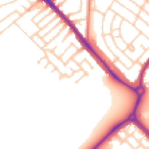 Daytime road noise heatmap for NE25 9ED