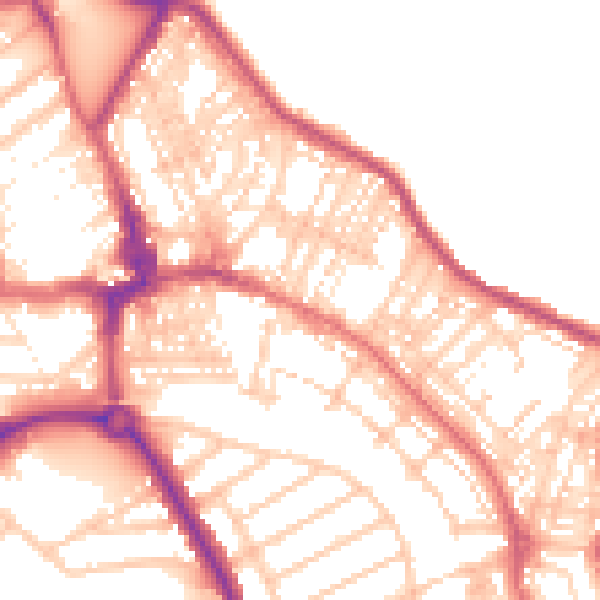 Daytime road noise heatmap for NE26 2LX