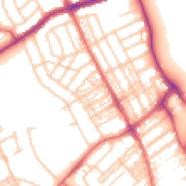 Daytime road noise heatmap for NE26 3BG