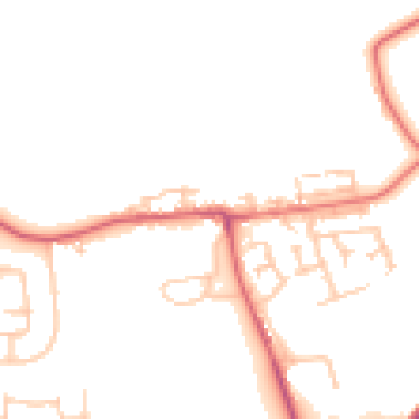 Daytime road noise heatmap for NE27 0AL