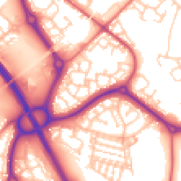 Daytime road noise heatmap for NE27 0BE
