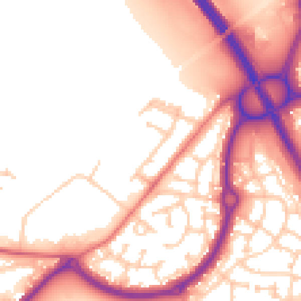 Daytime road noise heatmap for NE27 0DF