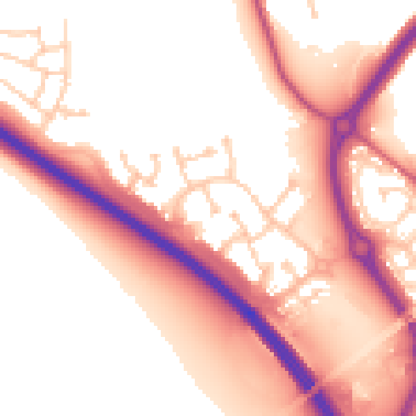 Daytime road noise heatmap for NE27 0GL