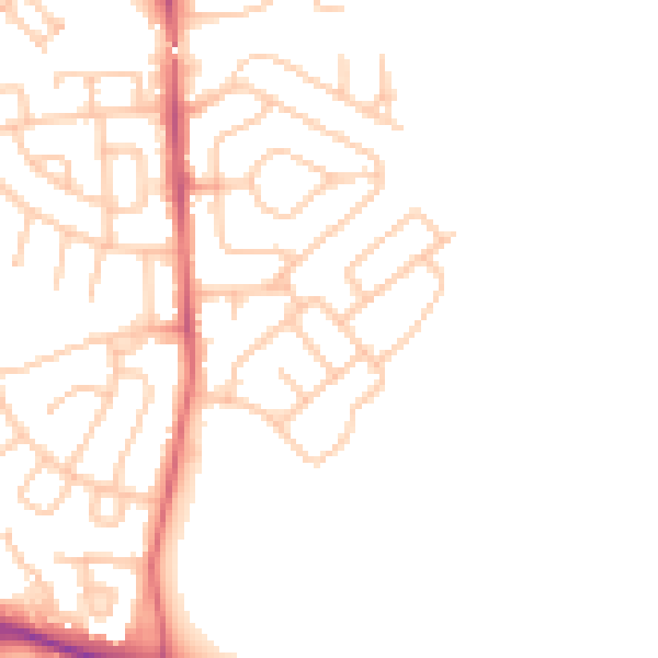 Daytime road noise heatmap for NE27 0UA