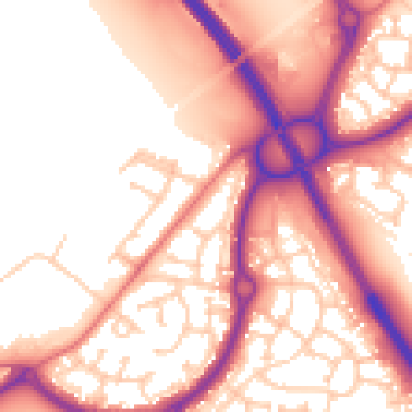 Daytime road noise heatmap for NE27 0UW