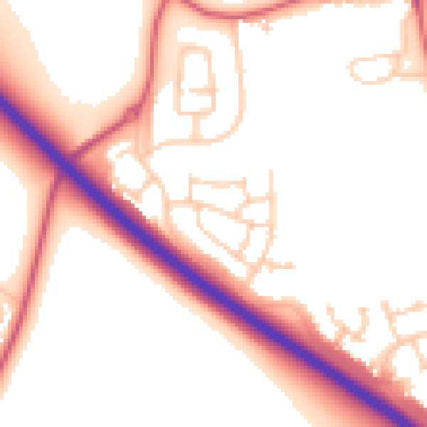 Daytime road noise heatmap for NE27 0XF