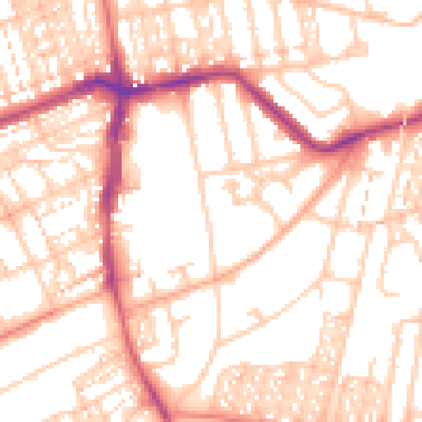 Daytime road noise heatmap for NE3 1AB