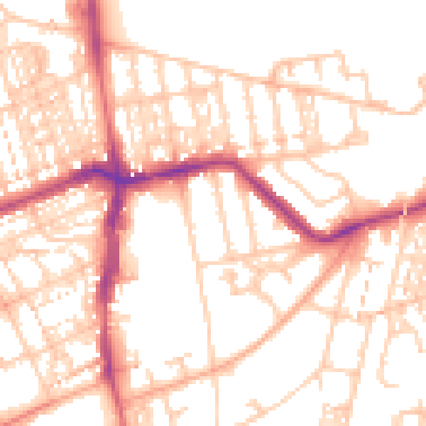 Daytime road noise heatmap for NE3 1AH