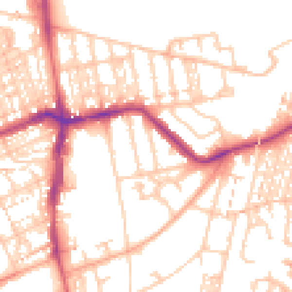 Daytime road noise heatmap for NE3 1AL
