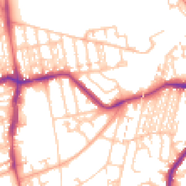 Daytime road noise heatmap for NE3 1AN