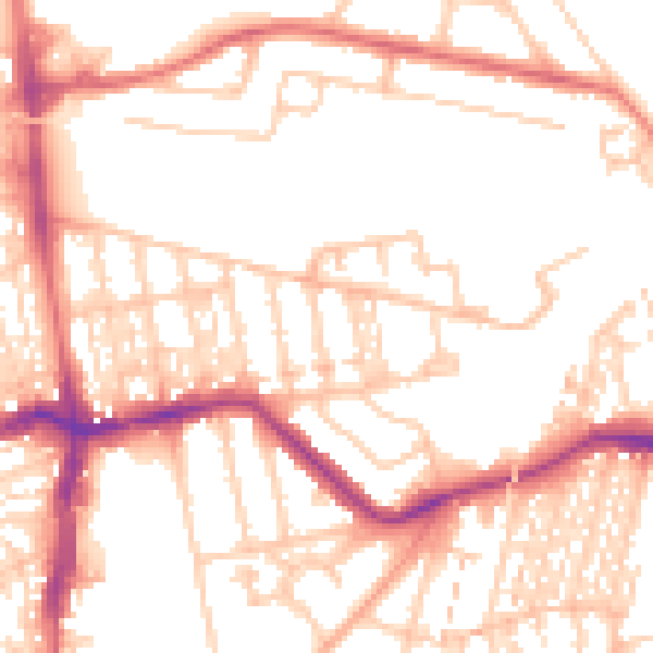 Daytime road noise heatmap for NE3 1AS