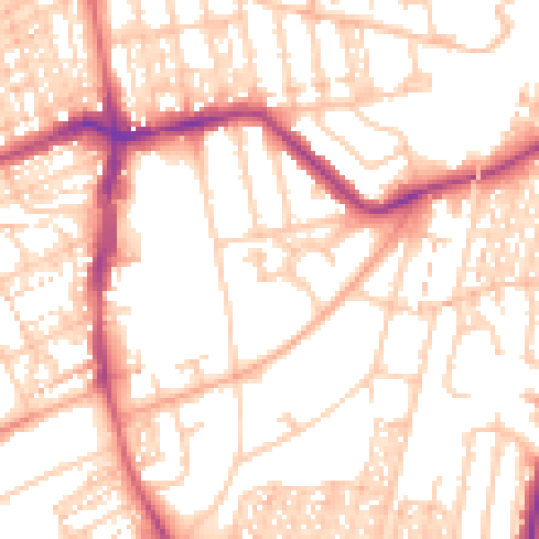 Daytime road noise heatmap for NE3 1BN